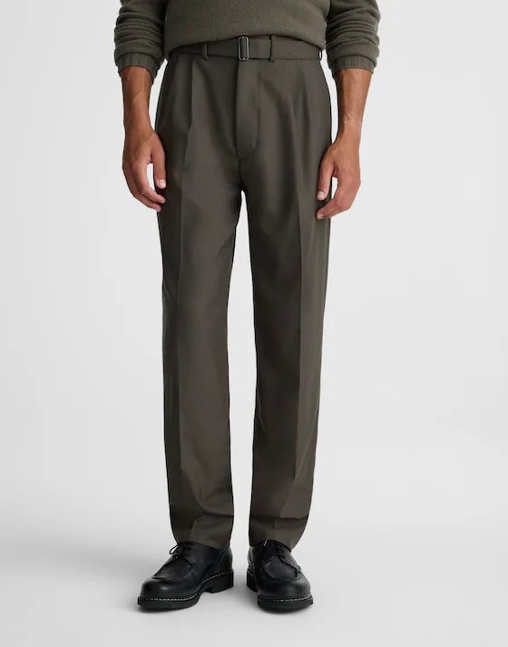 [MENS 38x32] Madewell Double-Pleated Trousers in Wool Blend in Soot NY914